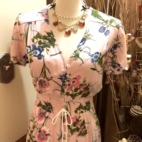 Last One! NWT Sexy Front Button Floral Maxi Dress - Picture 3 of 8